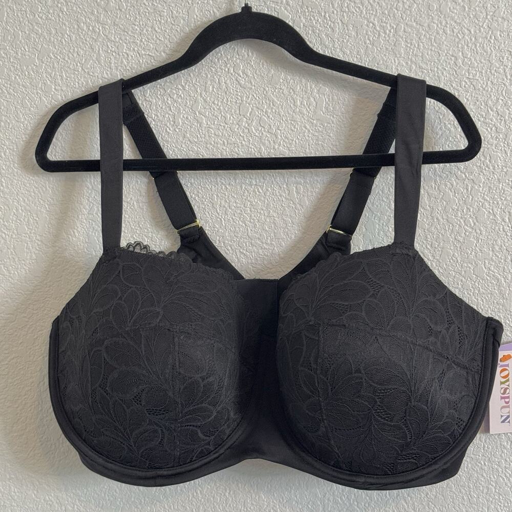 Joyspun Bra Floral Lace Underwire Back Closure‎ Black Women's 46DDD